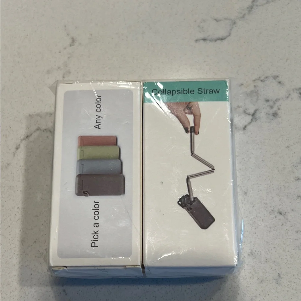 Collapsible straw, stainless steel, Set of 2 NWT
